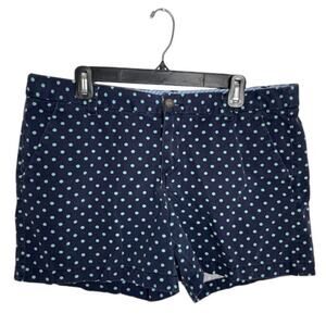 Merona Polka Dot Shorts Womens Size 14 Navy Preppy Classic Casual Modest Cotton